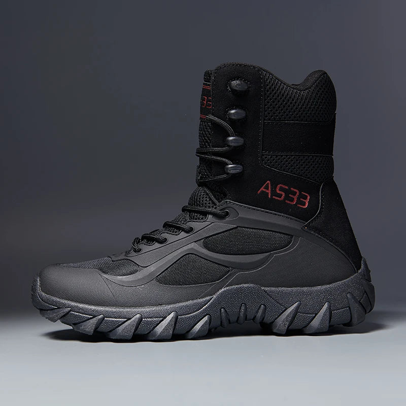 New Men High Quality Brand Leather Boots Tactical Desert Combat Boots Men's Outdoor Hiking Shoes Work Safty Ankle Boots