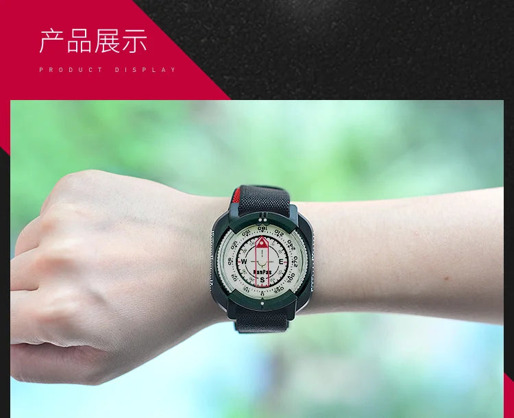 WristBand sighting compass, water proof, Light weight outdoors trekking ,hunting, hiking / with extra powerful luminous compass