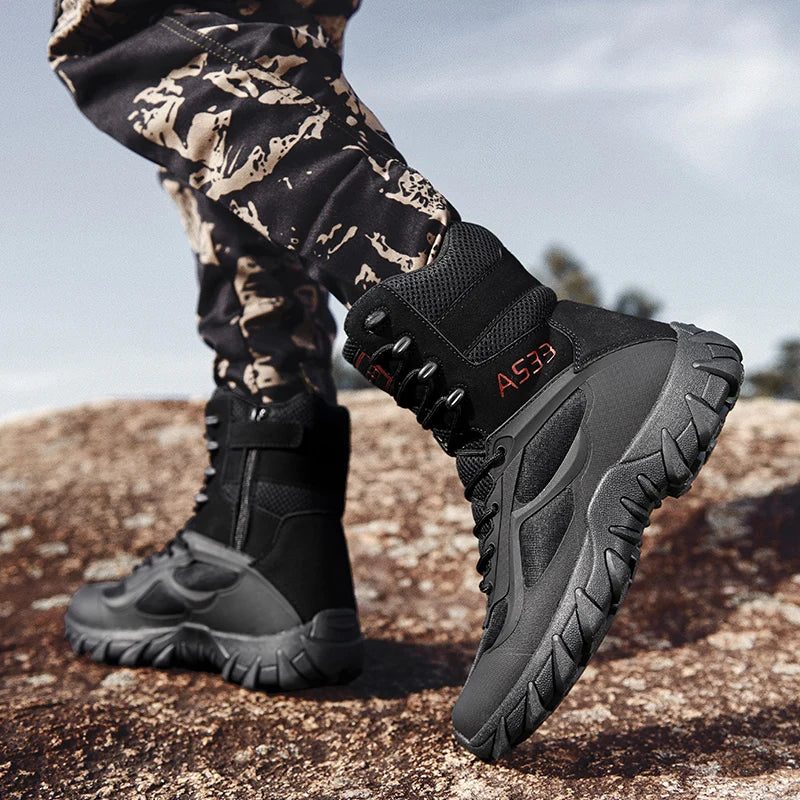New Men High Quality Brand Leather Boots Tactical Desert Combat Boots Men's Outdoor Hiking Shoes Work Safty Ankle Boots