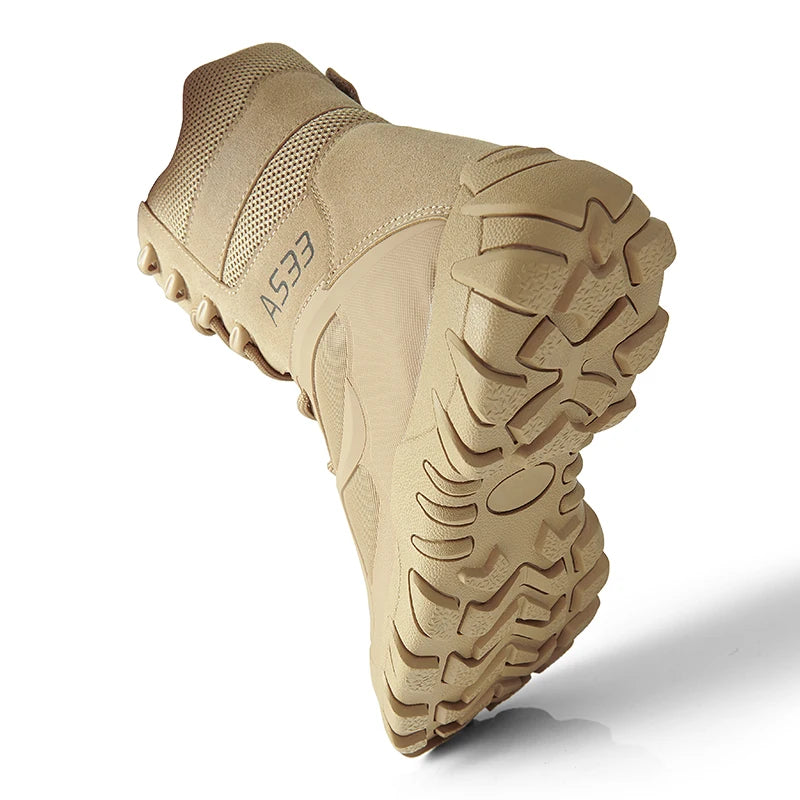 New Men High Quality Brand Leather Boots Tactical Desert Combat Boots Men's Outdoor Hiking Shoes Work Safty Ankle Boots