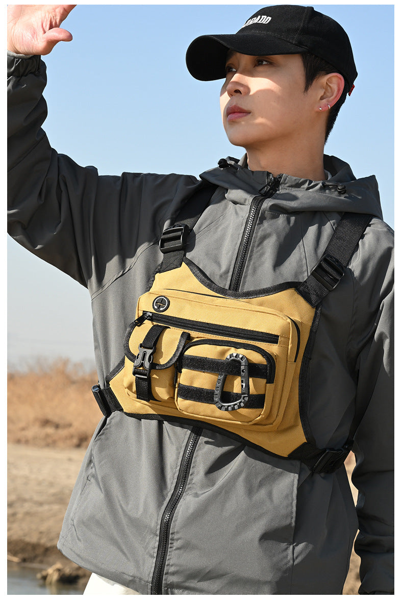 Outdoor Tactical Vest Multi-Functional Waterproof Wear-resistant Backpack Men's Tactical Chest Bag for Hunting Fishing Camping