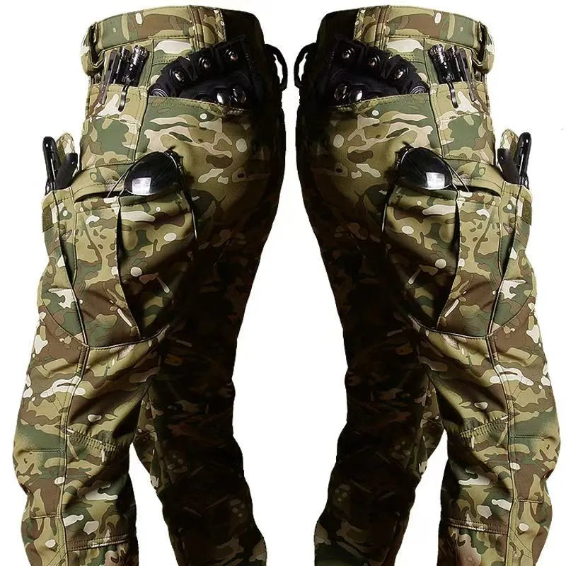 （Not A Set） RU Camo Waterproof and Warm Men's Winter Soft Shell Special Tactical Hooded Jacket Multi Pocket Tactical Pants