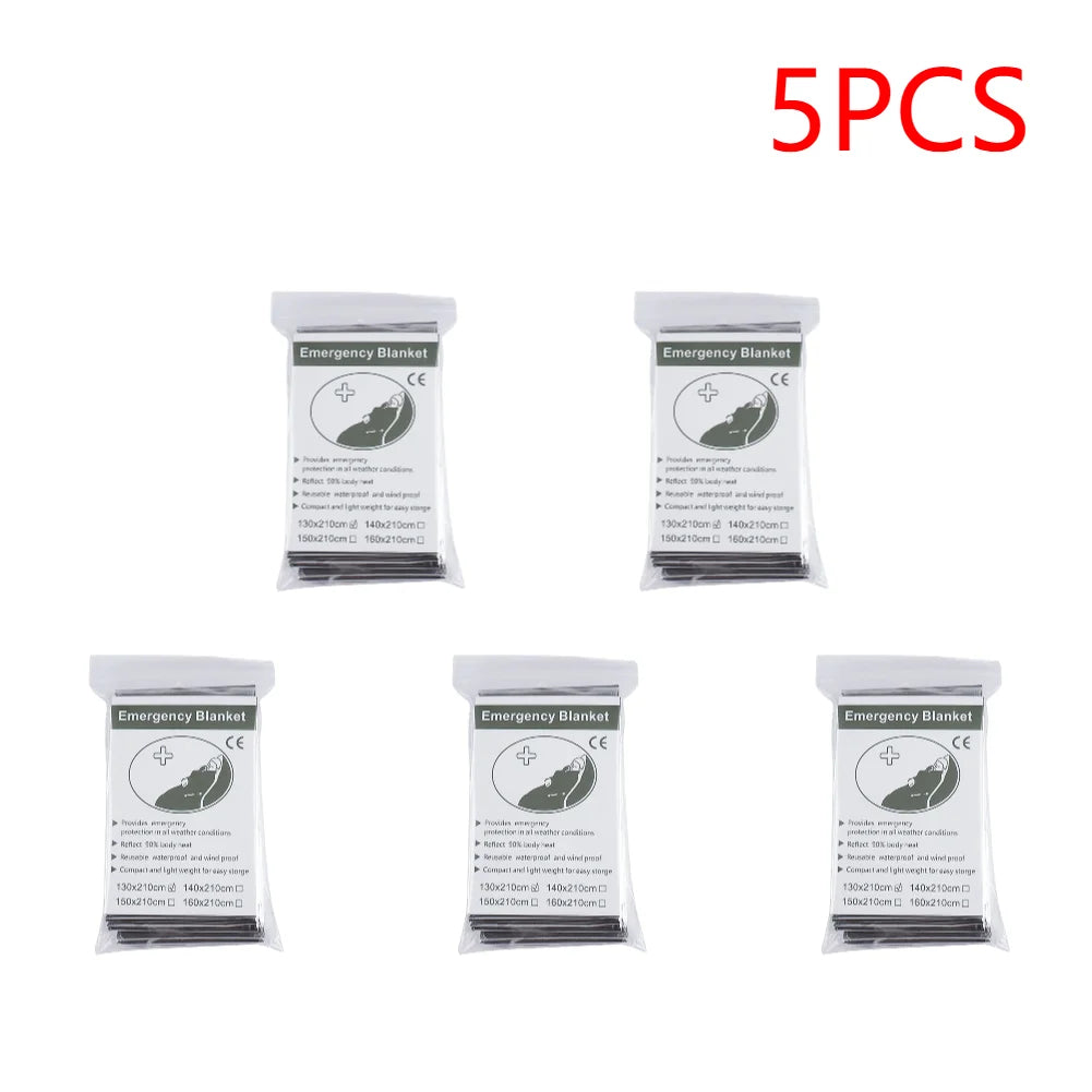 5-30pcs Outdoor Emergency Survival Blanket First Aid Rescue Kit Waterproof Waterproof Foil Thermal Camping  Blanket Hot