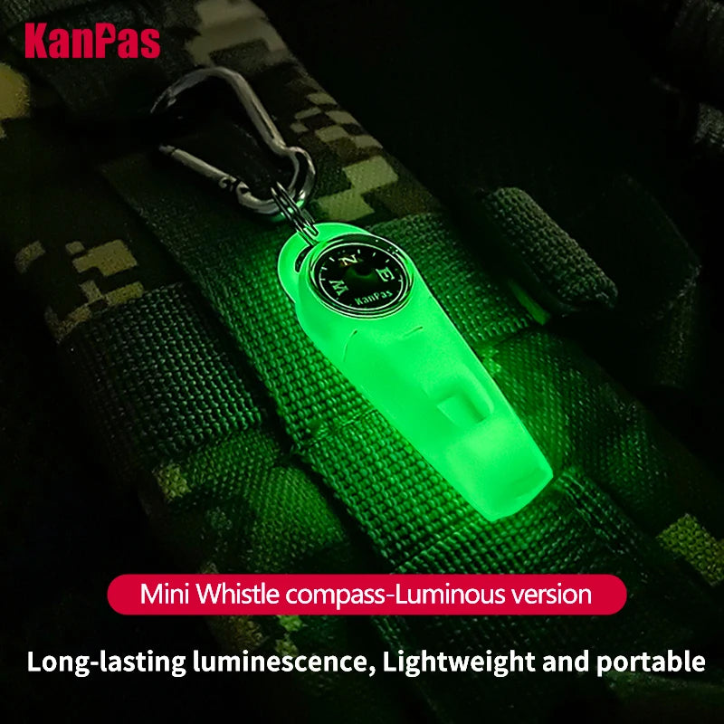 Kanpas Mini Whistle compass with Stainless Steel Buckle/Diving compass with survival whistle/ Powerful luminous