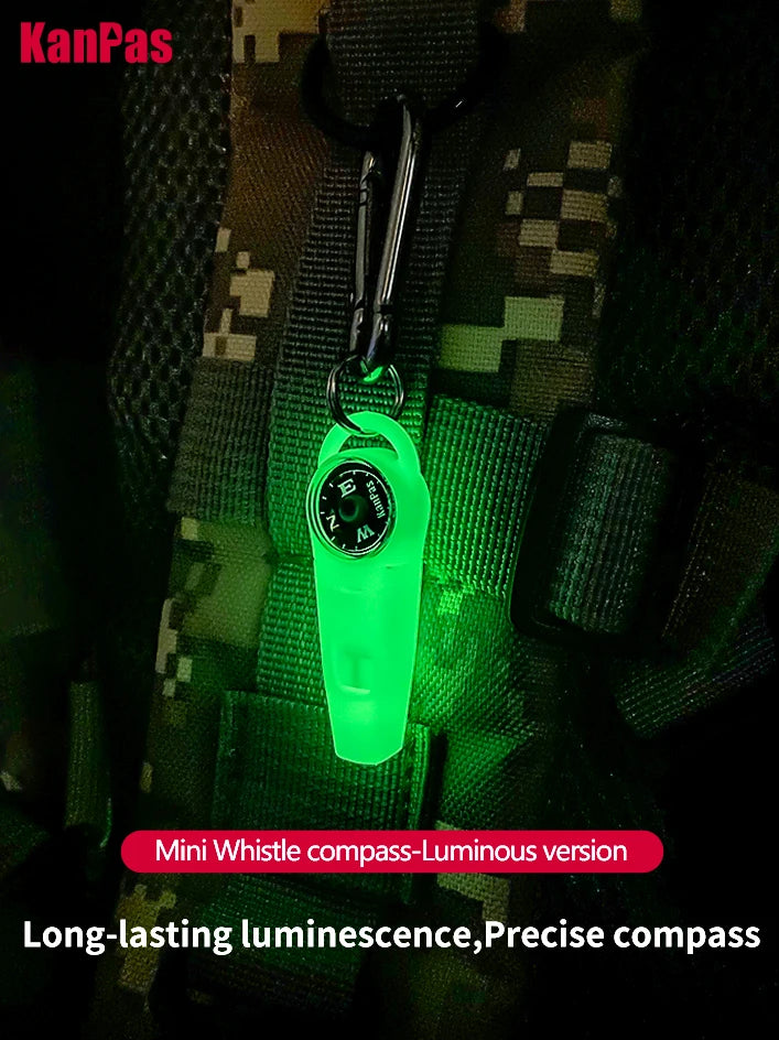 Kanpas Mini Whistle compass with Stainless Steel Buckle/Diving compass with survival whistle/ Powerful luminous