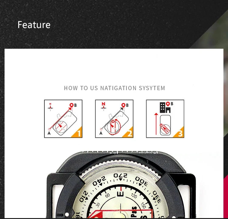 WristBand sighting compass, water proof, Light weight outdoors trekking ,hunting, hiking / with extra powerful luminous compass