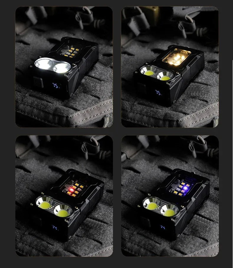 Multifunctional Ajustable Angle LED Flashlight Outdoors Tactical Portable Work Light Magnet USB Molle Backpack Camping Light