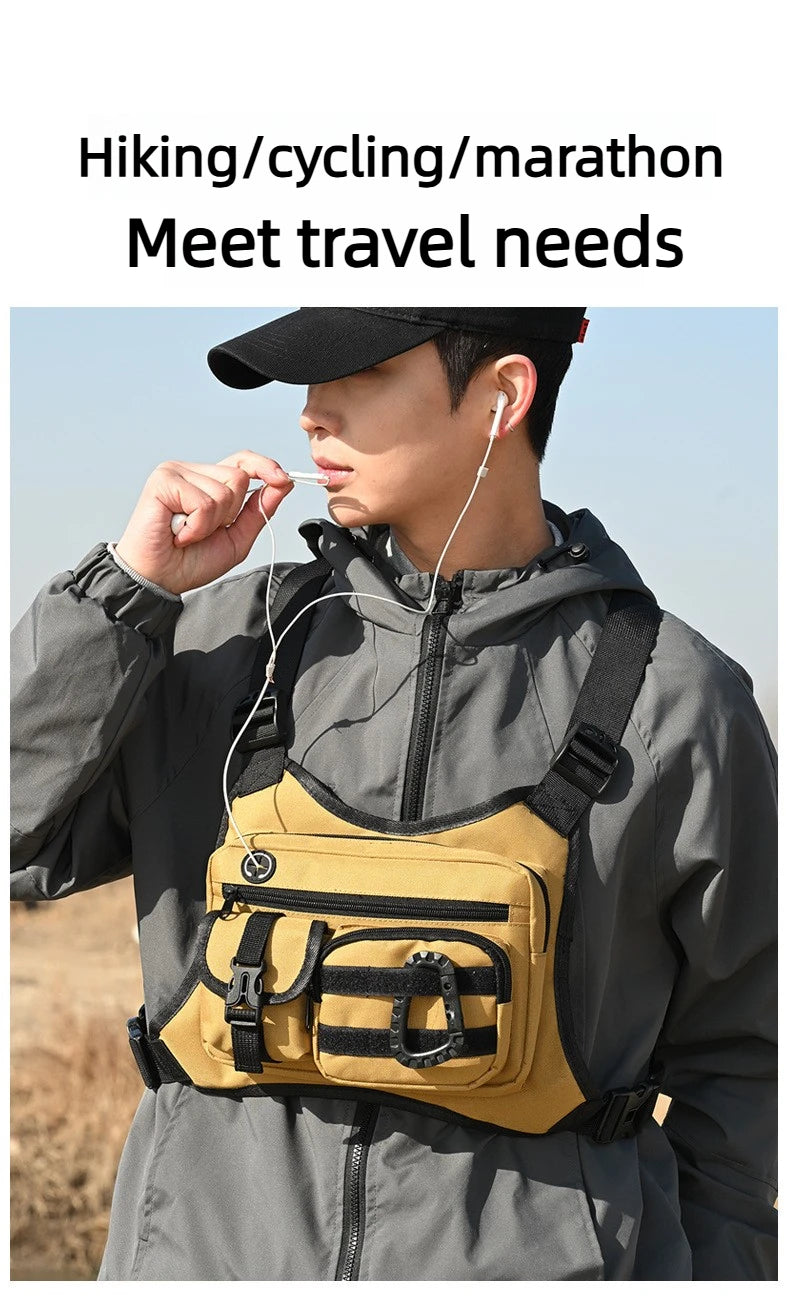 Outdoor Tactical Vest Multi-Functional Waterproof Wear-resistant Backpack Men's Tactical Chest Bag for Hunting Fishing Camping