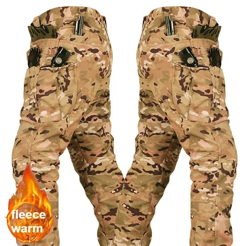 （Not A Set） RU Camo Waterproof and Warm Men's Winter Soft Shell Special Tactical Hooded Jacket Multi Pocket Tactical Pants