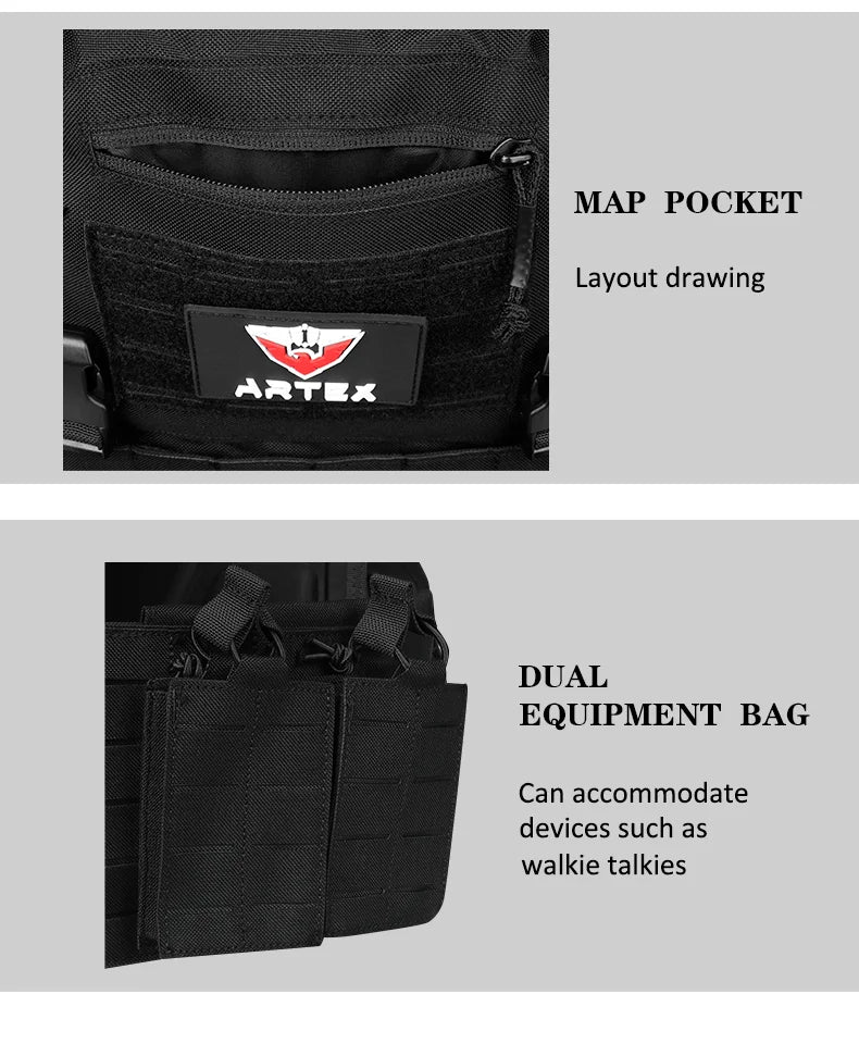Artex New combat vest 6094 quick detachable light laser cut tactical vest black gear to carry airsoft carrier combat equipment