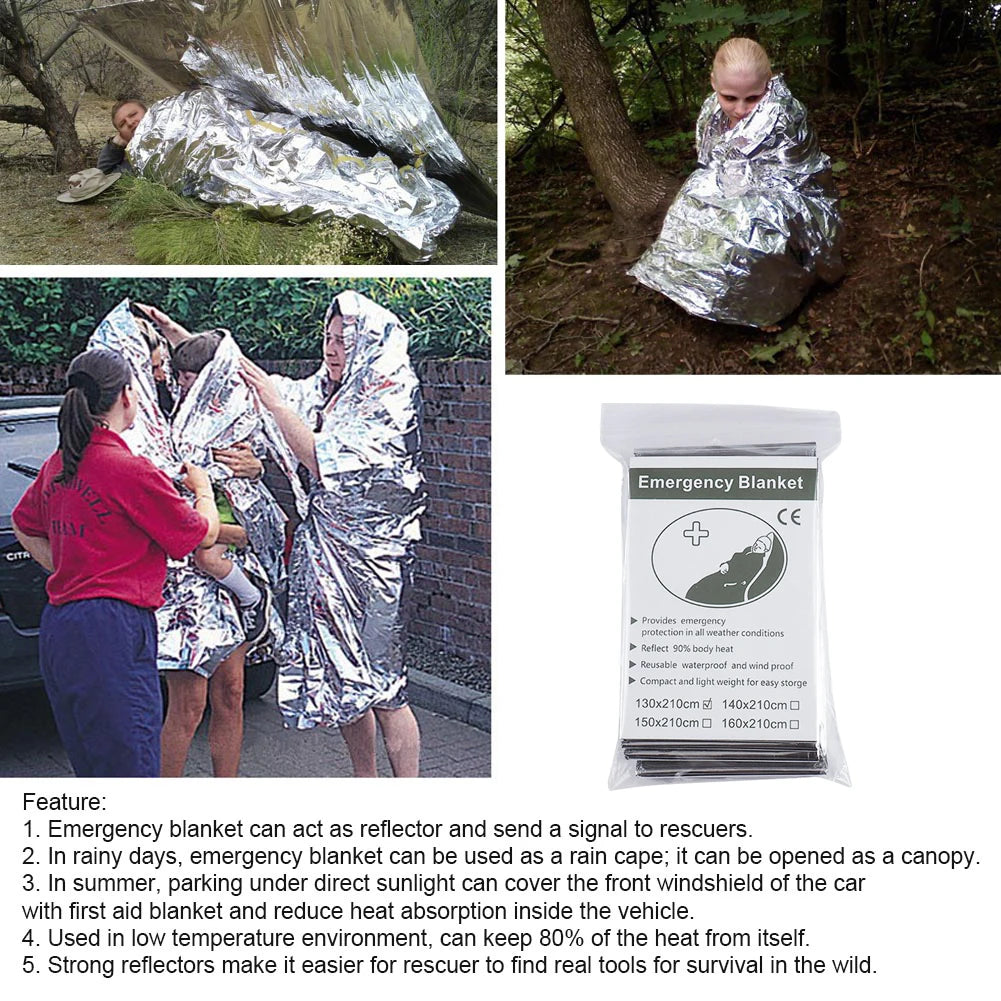 5-30pcs Outdoor Emergency Survival Blanket First Aid Rescue Kit Waterproof Waterproof Foil Thermal Camping  Blanket Hot