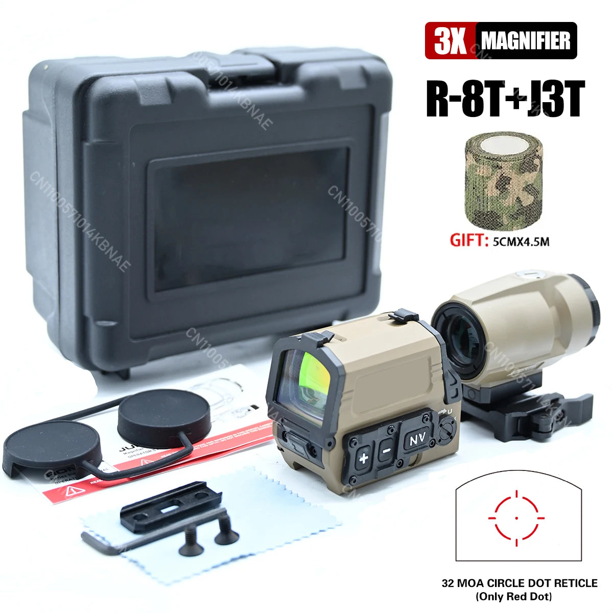 R-8T Red Dot Holographic Circle Reticle Sight Optical Reflex 3MOA&32MOA Seismic Resistant Rifle Scope with Night Vision Function