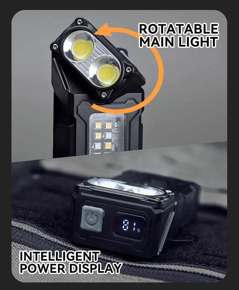 Multifunctional Ajustable Angle LED Flashlight Outdoors Tactical Portable Work Light Magnet USB Molle Backpack Camping Light