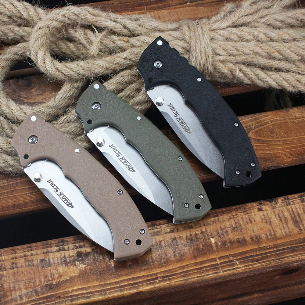 Cold 62RQ EDC Pocket Folding Knife AUS-10A Steel Outdoor Camping Hunting Bushcraft Survival Tools 10'' Large knives for men gift
