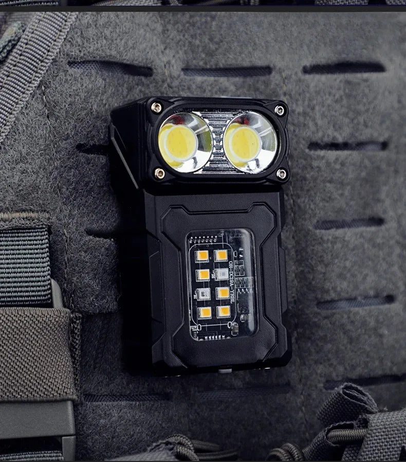 Multifunctional Ajustable Angle LED Flashlight Outdoors Tactical Portable Work Light Magnet USB Molle Backpack Camping Light