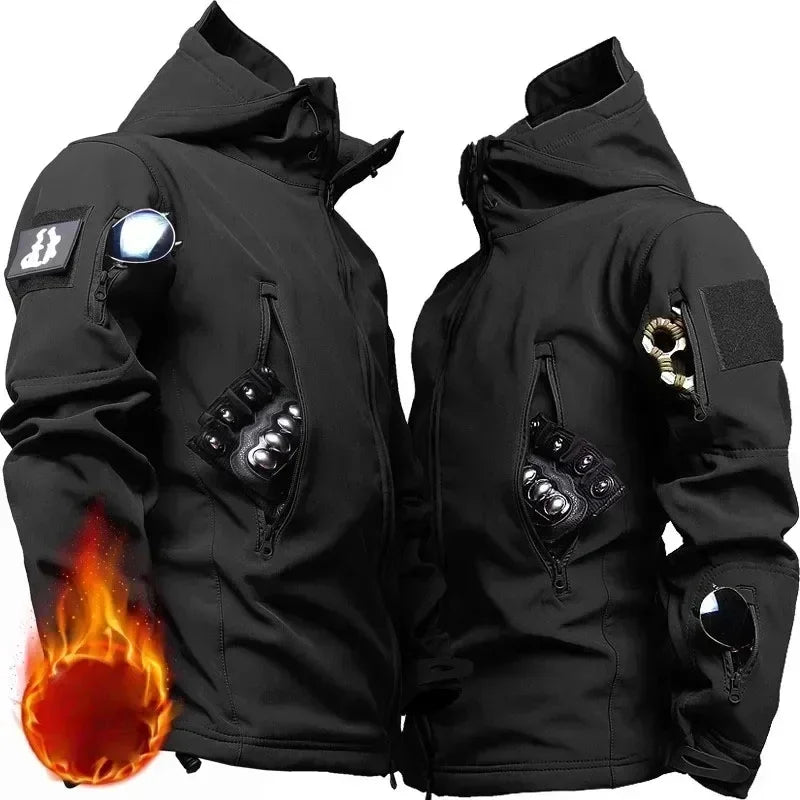 （Not A Set） RU Camo Waterproof and Warm Men's Winter Soft Shell Special Tactical Hooded Jacket Multi Pocket Tactical Pants