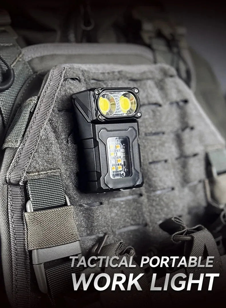 Multifunctional Ajustable Angle LED Flashlight Outdoors Tactical Portable Work Light Magnet USB Molle Backpack Camping Light