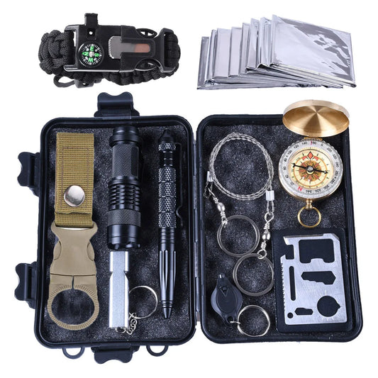 Car Survival First Aid Kit With window breaker Portable Outdoor Emergency  Survival Kit Gear Camping Hiking Equipment