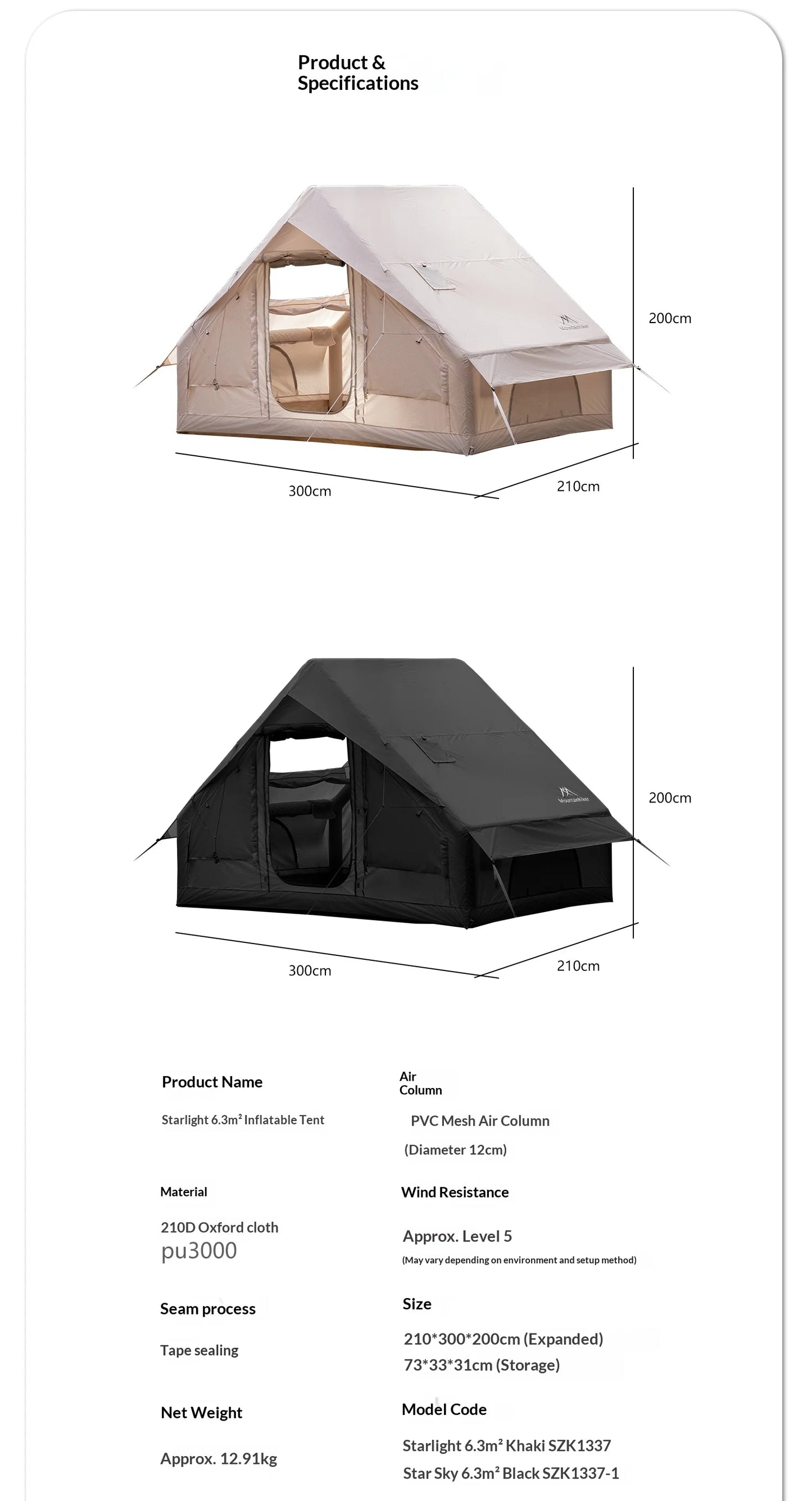 MOUNTAINHIKER Extra Large 3-6 Person Inflatable Family Camping Tent with High-Quality Windproof and Spacious Interior