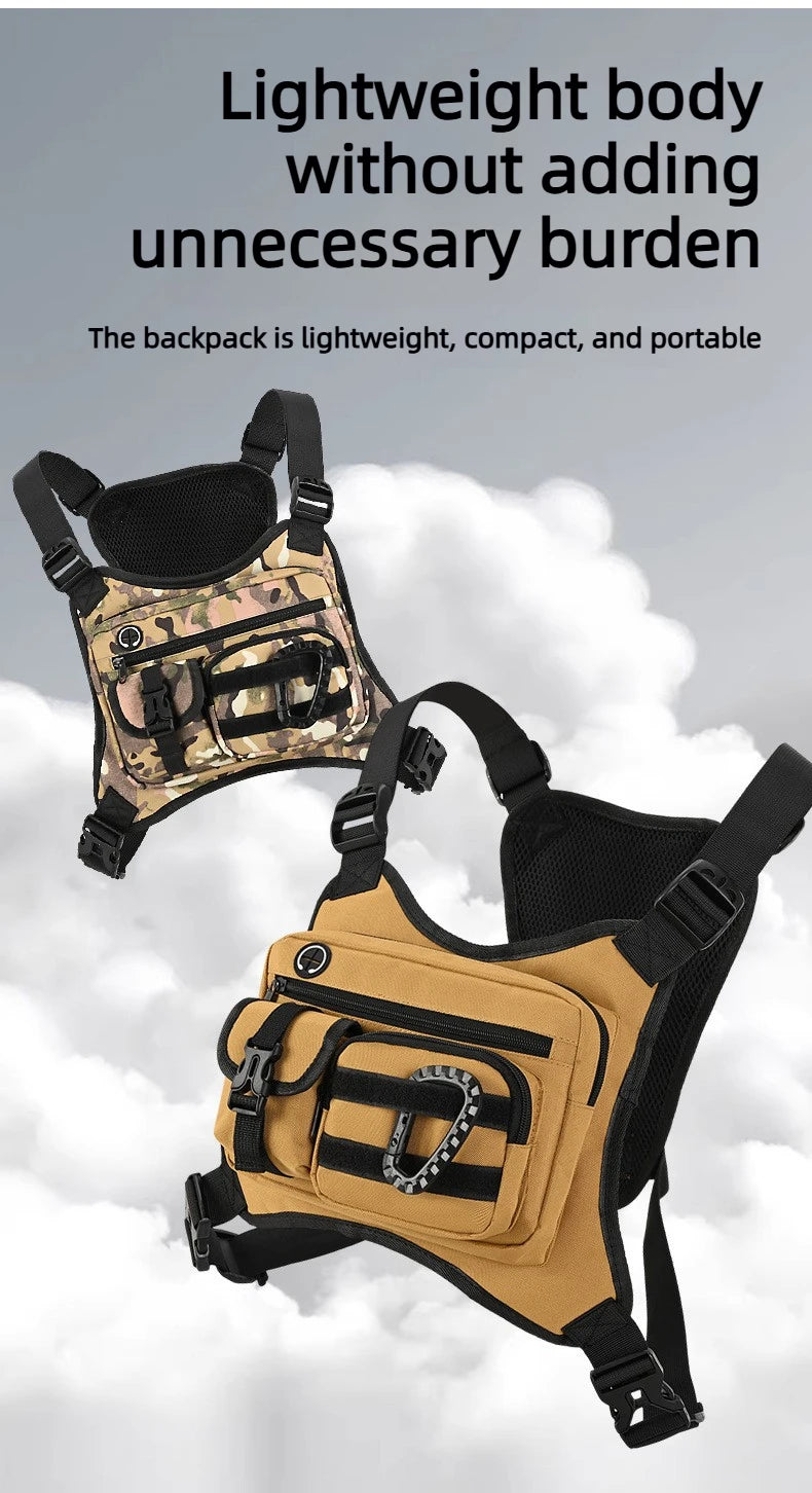 Outdoor Tactical Vest Multi-Functional Waterproof Wear-resistant Backpack Men's Tactical Chest Bag for Hunting Fishing Camping