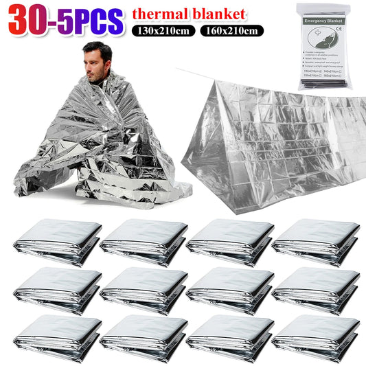 5-30pcs Outdoor Emergency Survival Blanket First Aid Rescue Kit Waterproof Waterproof Foil Thermal Camping  Blanket Hot