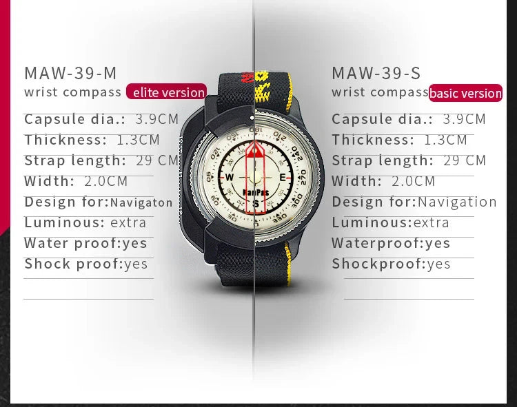 WristBand sighting compass, water proof, Light weight outdoors trekking ,hunting, hiking / with extra powerful luminous compass