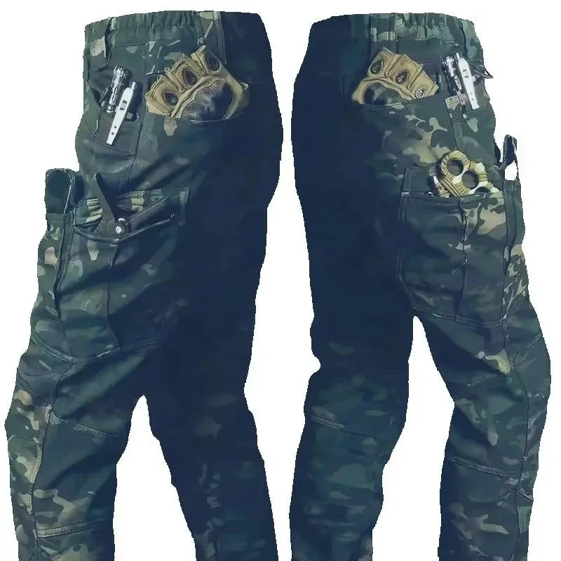 （Not A Set） RU Camo Waterproof and Warm Men's Winter Soft Shell Special Tactical Hooded Jacket Multi Pocket Tactical Pants