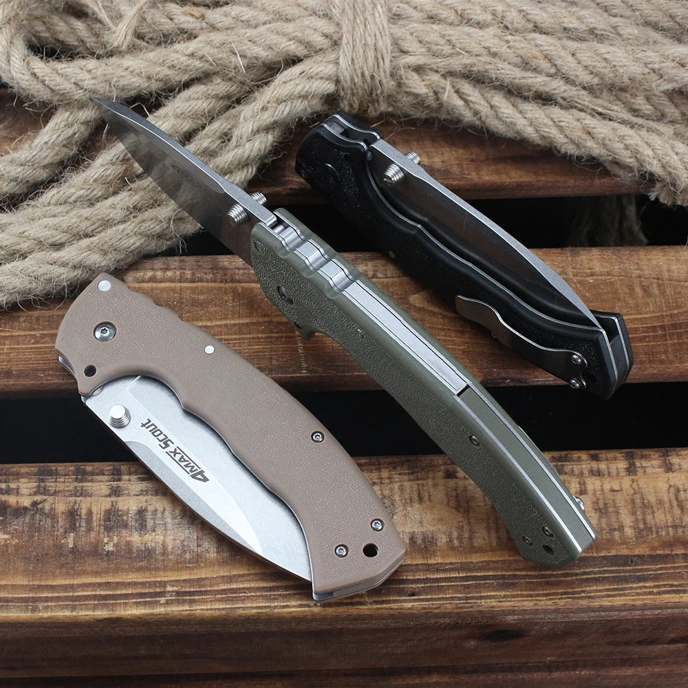 Cold 62RQ EDC Pocket Folding Knife AUS-10A Steel Outdoor Camping Hunting Bushcraft Survival Tools 10'' Large knives for men gift