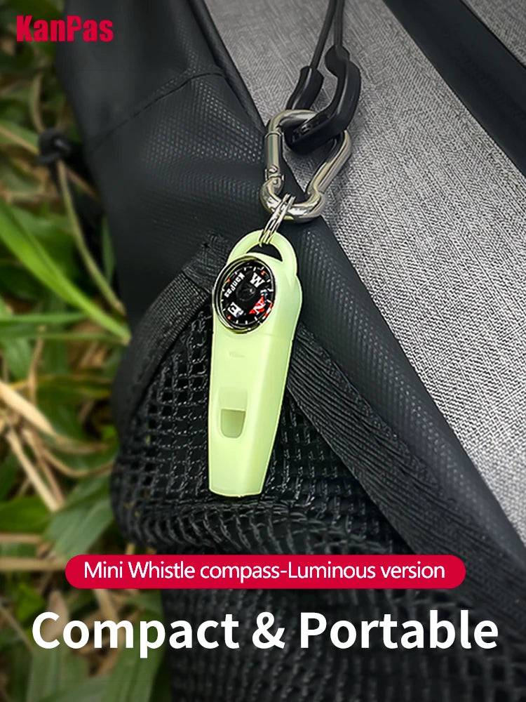 Kanpas Mini Whistle compass with Stainless Steel Buckle/Diving compass with survival whistle/ Powerful luminous