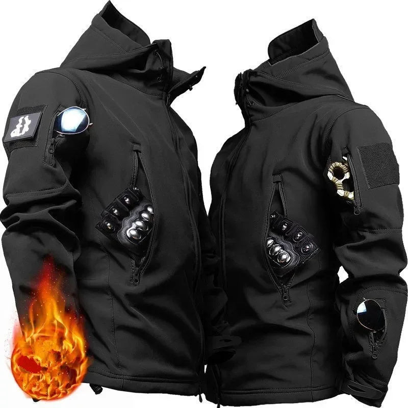 （Not A Set） RU Camo Waterproof and Warm Men's Winter Soft Shell Special Tactical Hooded Jacket Multi Pocket Tactical Pants
