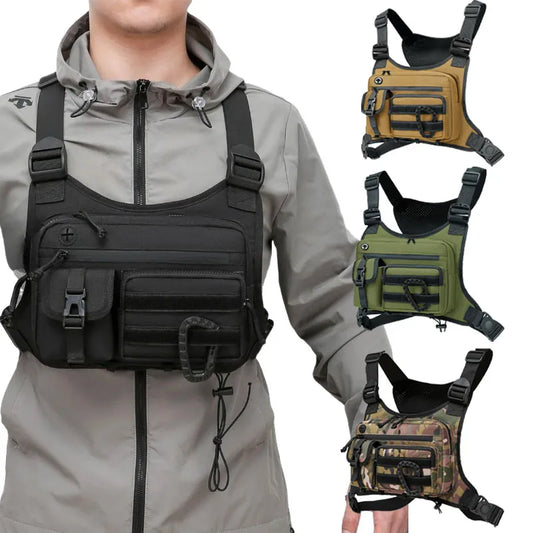 Outdoor Tactical Vest Multi-Functional Waterproof Wear-resistant Backpack Men's Tactical Chest Bag for Hunting Fishing Camping