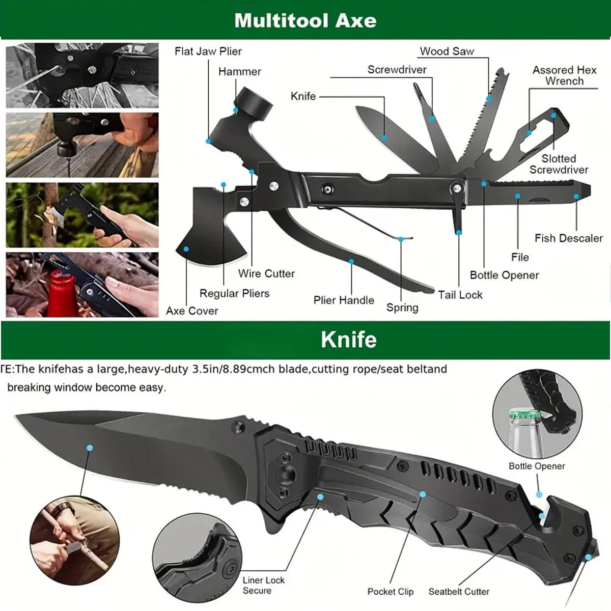 Outdoor Supplies Camping Emergency Equipment Camping Survival Tool Set Multifunctional SelfDefense Supplies First Aid Kits