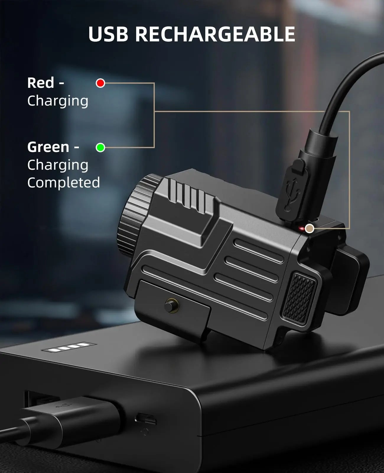 EZshoot Tactical Flashlight 800 Lumens LED Light Compatible with Pistol Picatinny and GL Rails USB Rechargeable Strobe Mode