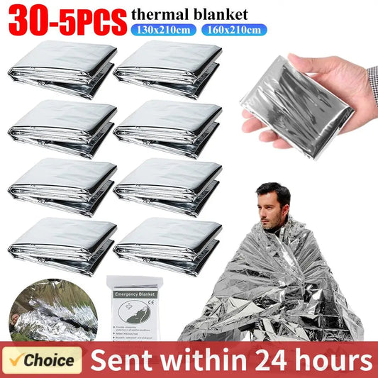 5-30pcs Outdoor Emergency Survival Blanket First Aid Rescue Kit Waterproof Waterproof Foil Thermal Camping  Blanket Hot