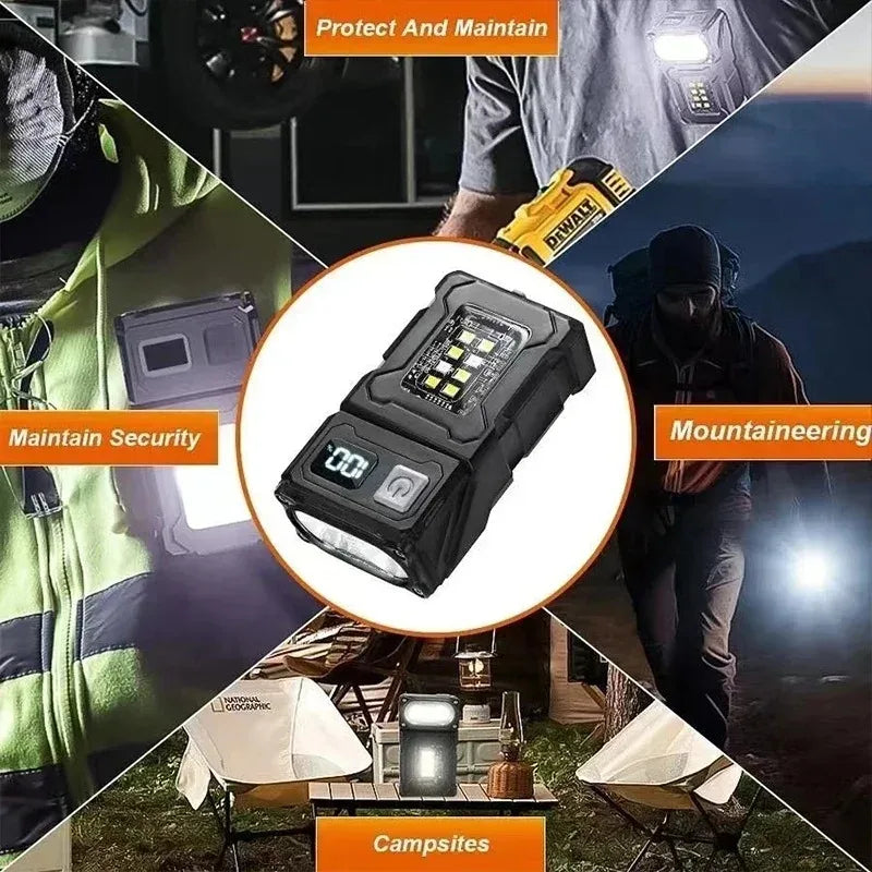 Multifunctional Ajustable Angle LED Flashlight Outdoors Tactical Portable Work Light Magnet USB Molle Backpack Camping Light