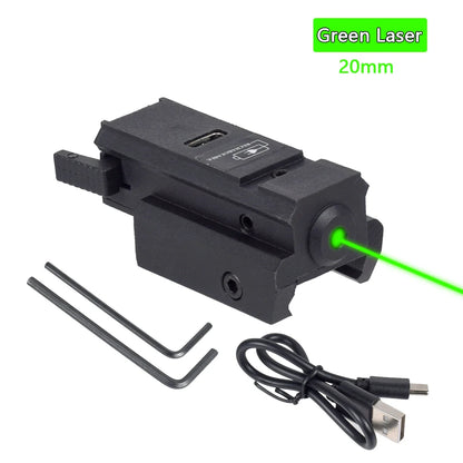 USB Charging Red Green Laser Sight Pointer Airsoft Power Pistol Laser For 11mm 20mm Rail G17 G19 Rechargeable Gun Laser