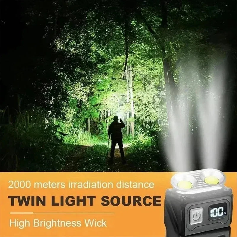 Multifunctional Ajustable Angle LED Flashlight Outdoors Tactical Portable Work Light Magnet USB Molle Backpack Camping Light
