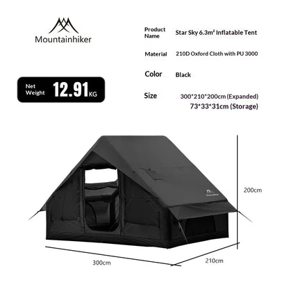 MOUNTAINHIKER Extra Large 3-6 Person Inflatable Family Camping Tent with High-Quality Windproof and Spacious Interior