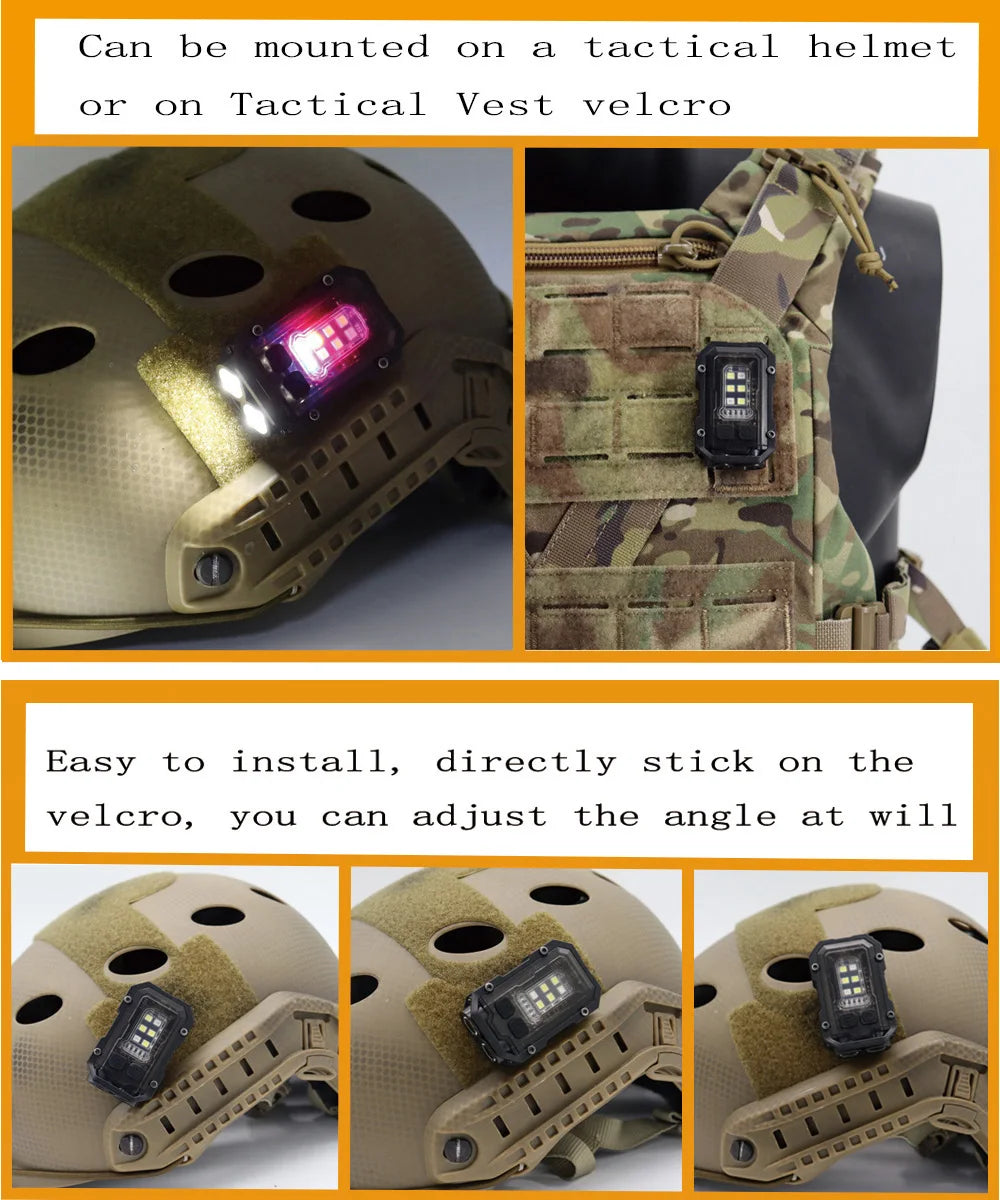 Outdoor EDC Portable Mini Light Camping Hiking Safety Flashing Light Strobe Light For Molle System  25mm Backpack Strap