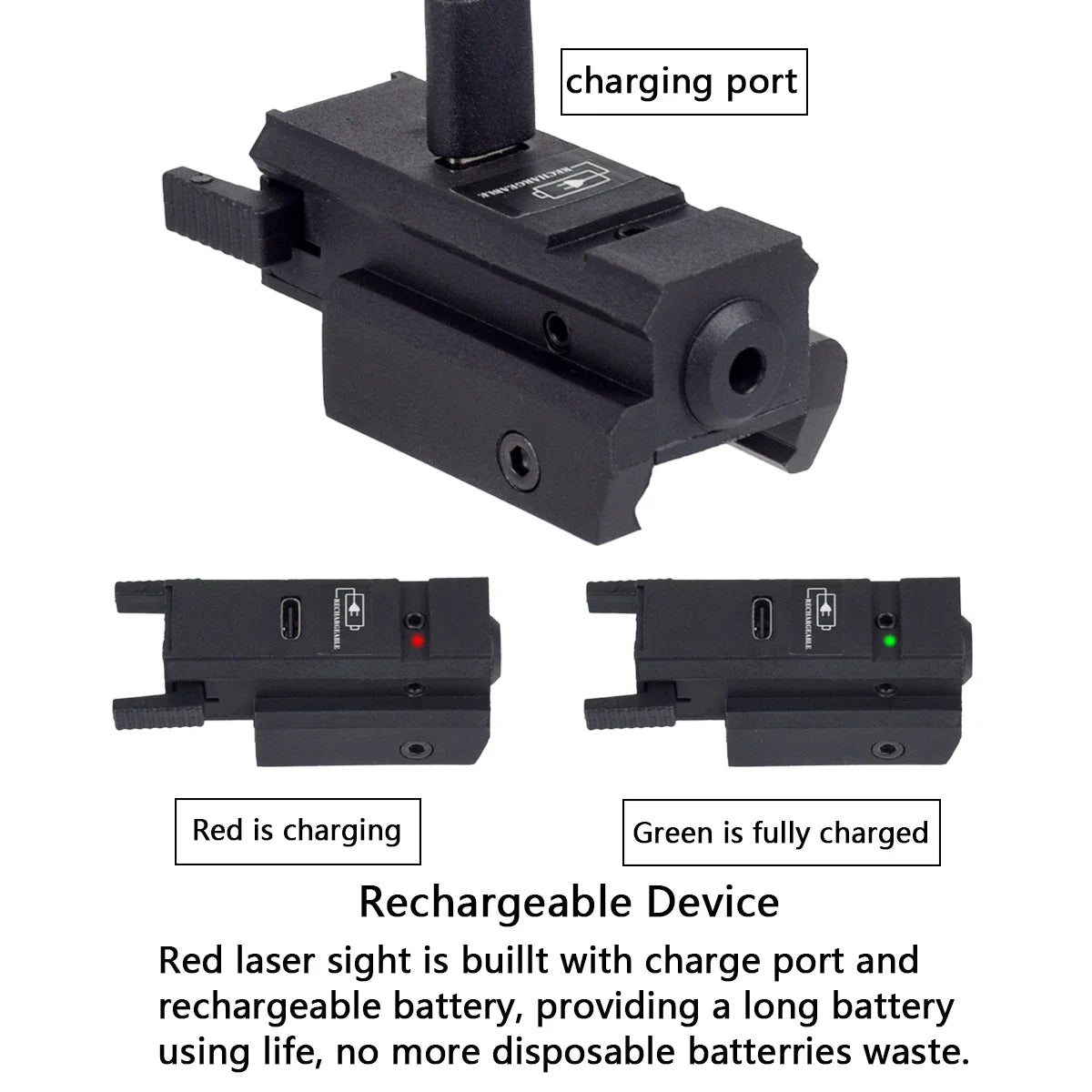 USB Charging Red Green Laser Sight Pointer Airsoft Power Pistol Laser For 11mm 20mm Rail G17 G19 Rechargeable Gun Laser