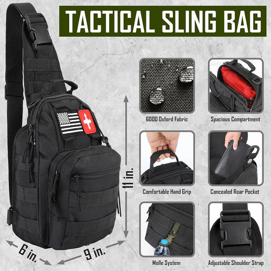 268-Piece Emergency Survival Kit with First Aid, Camping Axe, Headlamp & Crossbody Bag for Outdoor Adventures