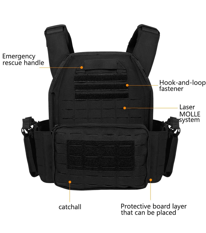 Artex New combat vest 6094 quick detachable light laser cut tactical vest black gear to carry airsoft carrier combat equipment