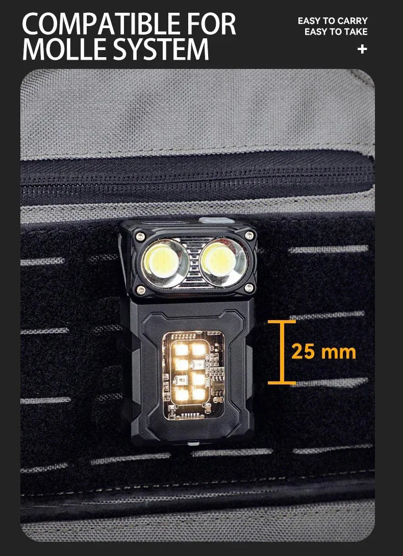 Multifunctional Ajustable Angle LED Flashlight Outdoors Tactical Portable Work Light Magnet USB Molle Backpack Camping Light