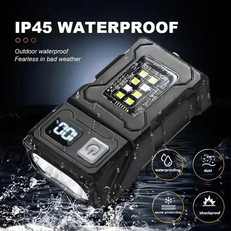 Multifunctional Ajustable Angle LED Flashlight Outdoors Tactical Portable Work Light Magnet USB Molle Backpack Camping Light