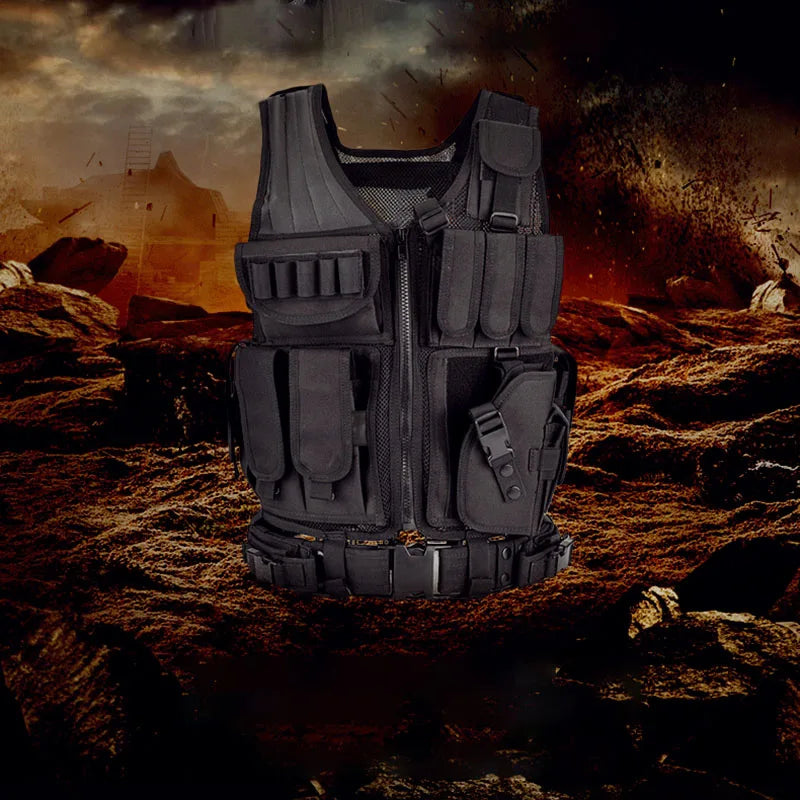 Adjustable Molle Tactical Vest Security Combat Body Armor Vests Security Hunting Army Outdoor CS Game Airsoft Training Jacket