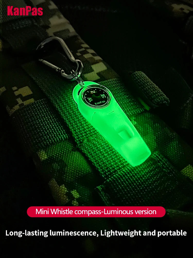 Kanpas Mini Whistle compass with Stainless Steel Buckle/Diving compass with survival whistle/ Powerful luminous