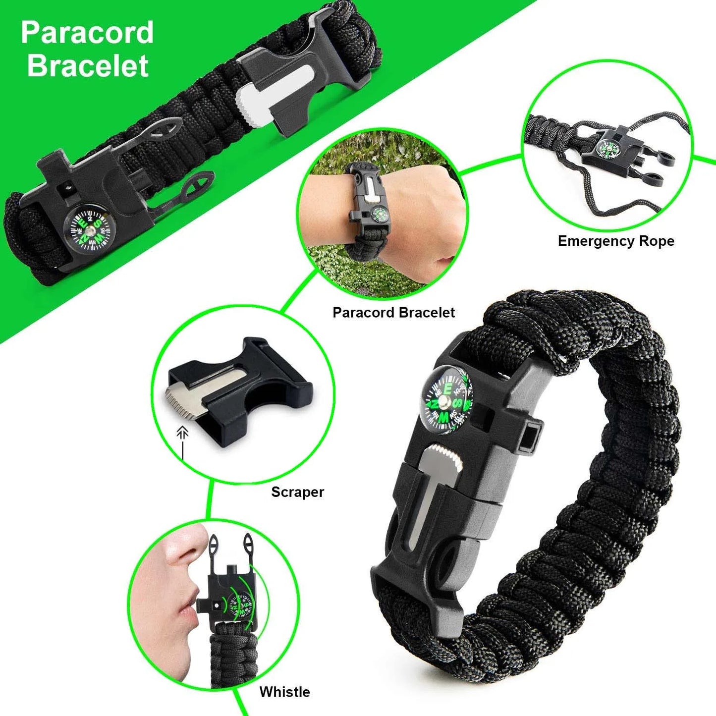 Car Survival First Aid Kit With window breaker Portable Outdoor Emergency  Survival Kit Gear Camping Hiking Equipment
