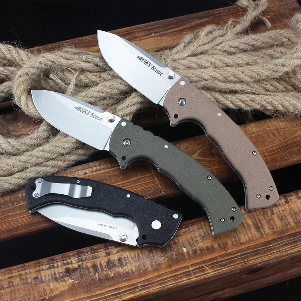 Cold 62RQ EDC Pocket Folding Knife AUS-10A Steel Outdoor Camping Hunting Bushcraft Survival Tools 10'' Large knives for men gift