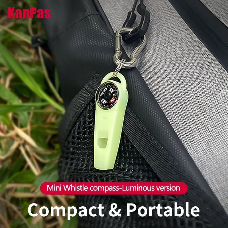 Kanpas Mini Whistle compass with Stainless Steel Buckle/Diving compass with survival whistle/ Powerful luminous