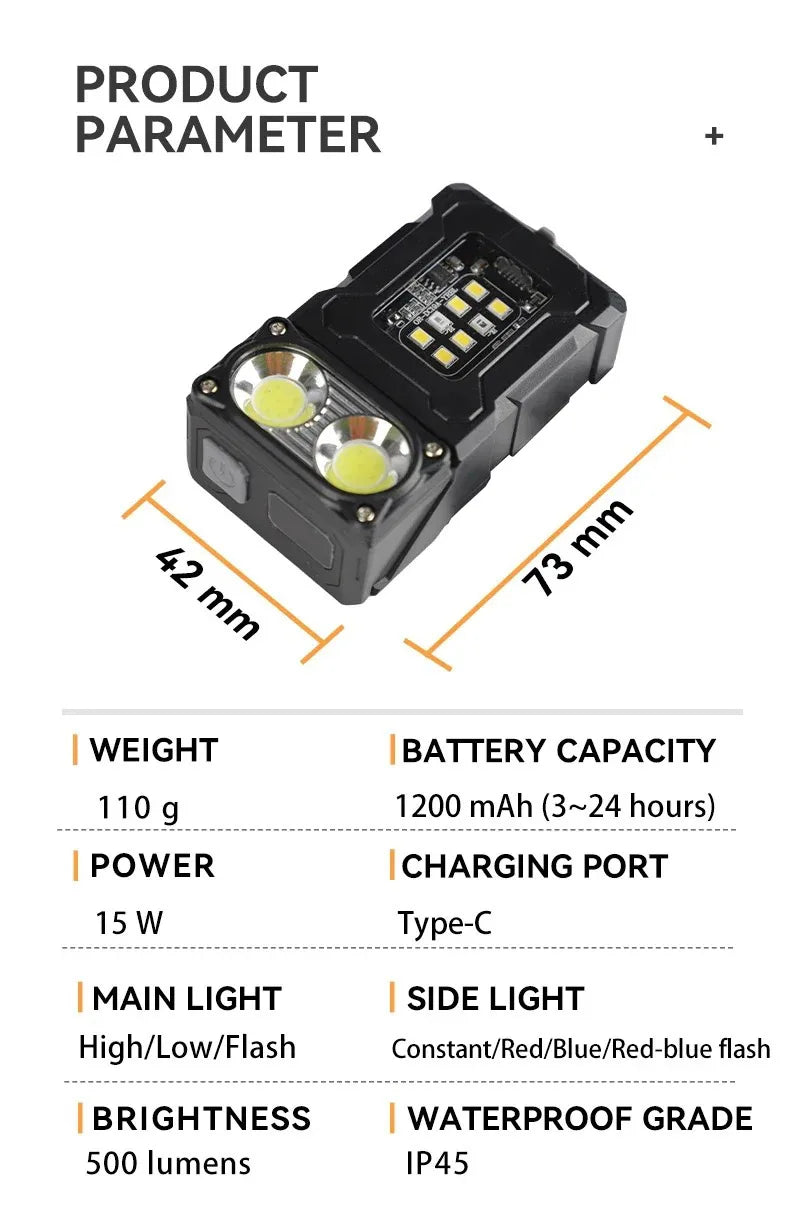 Multifunctional Ajustable Angle LED Flashlight Outdoors Tactical Portable Work Light Magnet USB Molle Backpack Camping Light